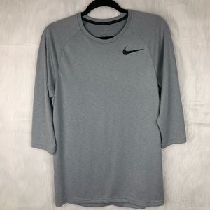 Nike Heather Grey 3/4 Sleeve Dri Fit Shirt
